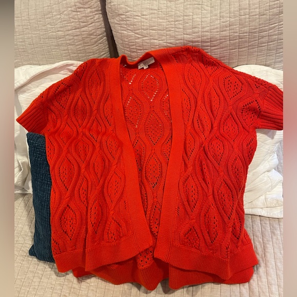 Loft tomato red small short sleeve cardigan - Picture 1 of 2